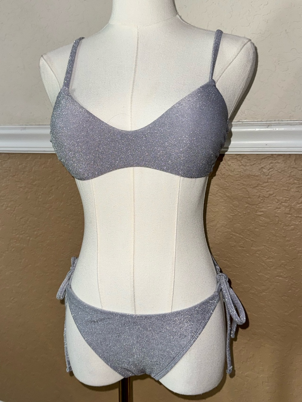 Glittery Silver / Grey Bikini Set